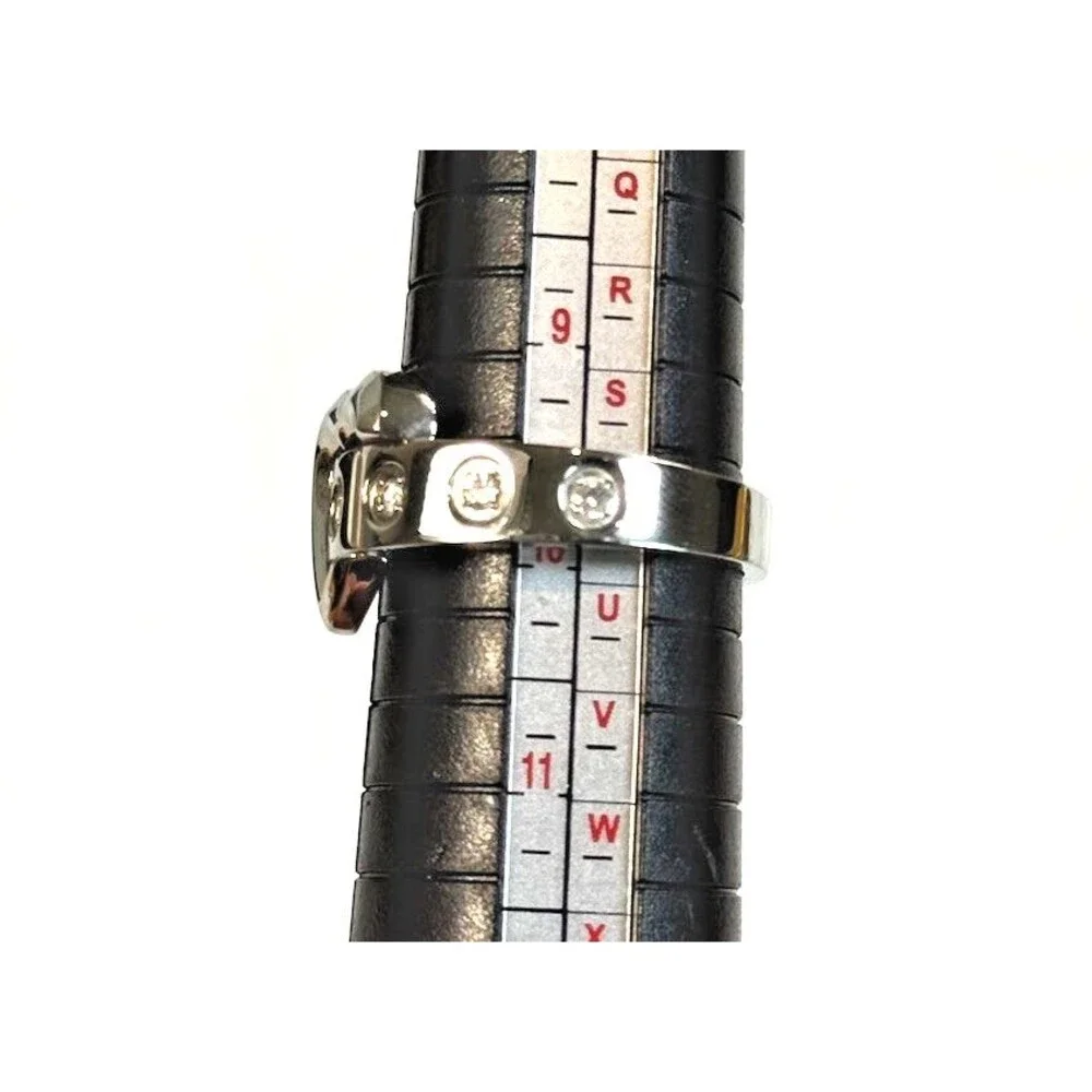 SMD Y2K Stainless Steel Crystal Heart Belt Buckle Ring Size 10 McBling